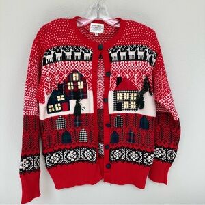 Vintage Susan Bristol Ugly Christmas Holiday Cardigan House Sweater 1991 M